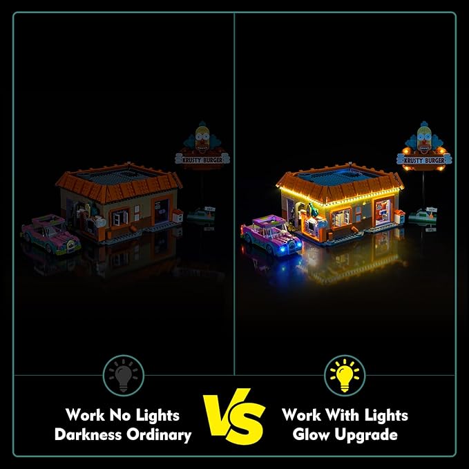 Light kit Compatible with Lego 10352 The Simpsons: Krusty Burger - No Model Only Light LED Lighting Accessories Compatible with Lego 10352 Krusty's Burger Joint (Standard Version)
