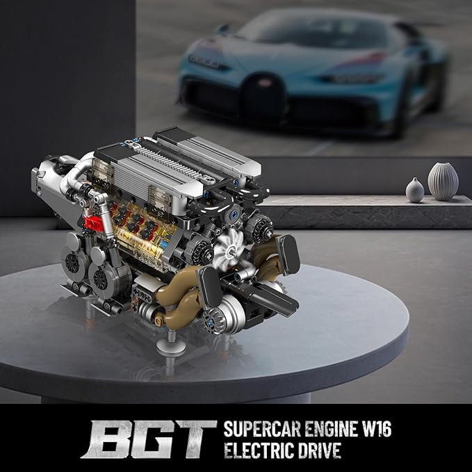 Mould King 10131 W16 Engine Building Blocks Sets V8 Engine Model kit That Run Build Your Own STEM Model Engine 16-Cylinder Car Engine Building Engineering Toys(952+PCS)
