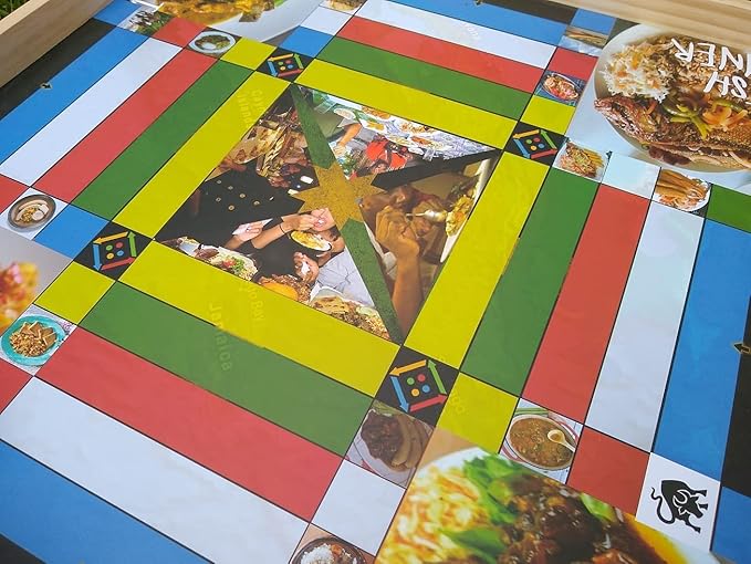Jamaican Ludo Food Edition (Ludi/Ludy/Loodi) | 24in x 24in Board Game | Family Game Night Activity | Fun Easy Multi-Player Entertainment
