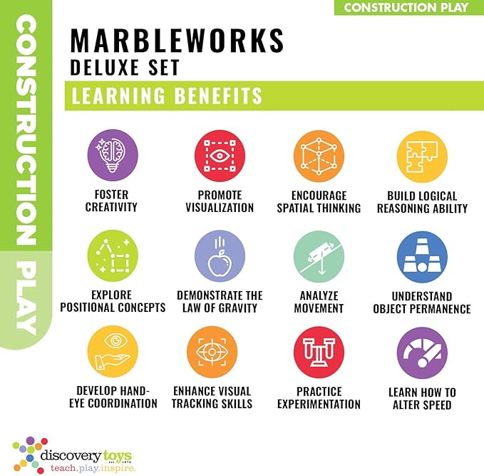 Discovery Toys Marbleworks Deluxe Marble Run | Kid-Powered Learning | STEM Educational Building Block Toy Learning &amp Childhood Development 5 Years Old and Up