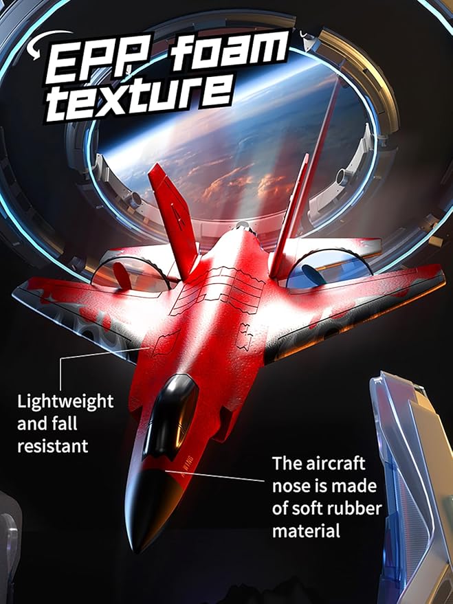F35 RC Airplane Easy to Fly Foam RC Plane Remote Control Plane 2 Channel with Smart Gyro/Lights/Battery Rc Glider Jet Toy Gift for Kids Boys Adults 8-16 Year Old (Red)