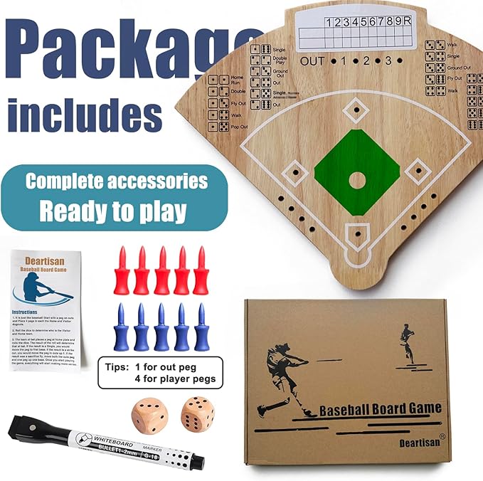 Baseball Board Game Oak Made Leisure Game for Sport Battle Table Game for Family Party Holiday