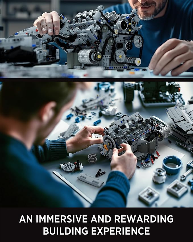 Nifeliz V8 Engine Building Set Exclusive Advanced Collector's Engine Model Physical Science Experiment Toy for Adults Home or Office Décor (2725 PCS NF10287)