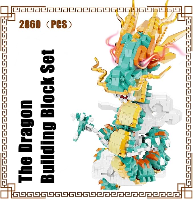 Dragon Series Auspicious Lucky Dragon Micro Building Blocks Set （2860PCS）-Building Set Model Toys Gifts for Kid and Adult