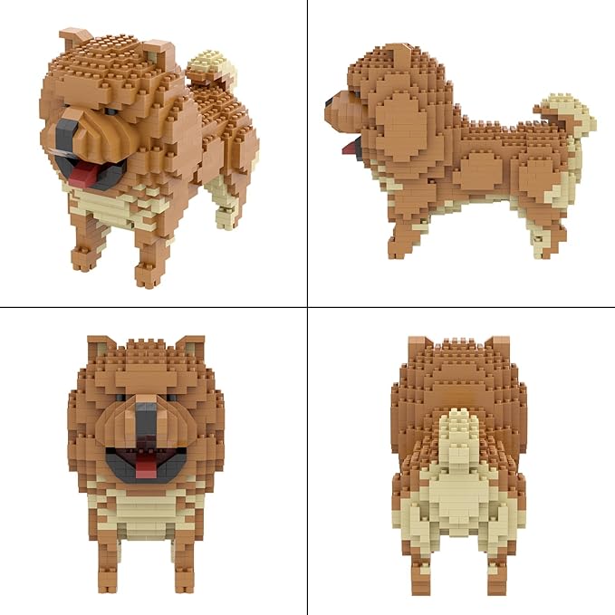 Larcele Micro Building Blocks Animal Set DIY Mini 3D Building Toy Bricks768 Pieces KLJM-05(Chow)