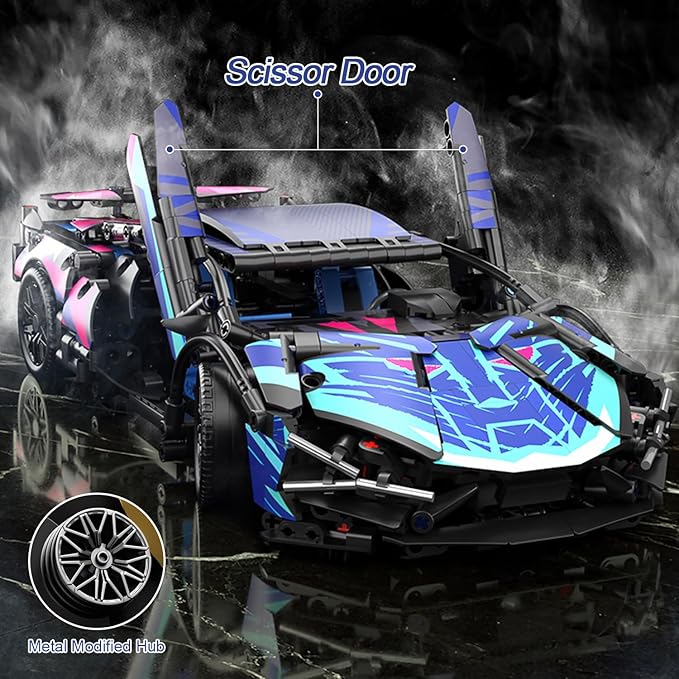 Sport Race Car Building Block Sets for Adults BoysRemote Control APP Supercar Toys Kits with LED Lights 1:14 Collectible MOC Contruction Birthday Gift for Teens Age 8-12 12-1614 14+(1314 PCS)