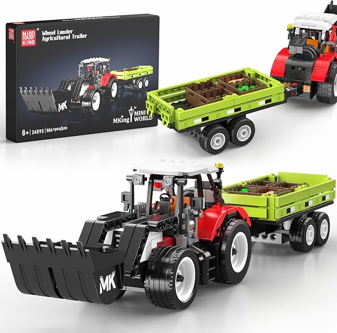 Mould King 24093 Farm Wheel Loader Building Sets 504+ Pieces Mini World City Series Construction Sets Farm Toys for Boy Age 8+