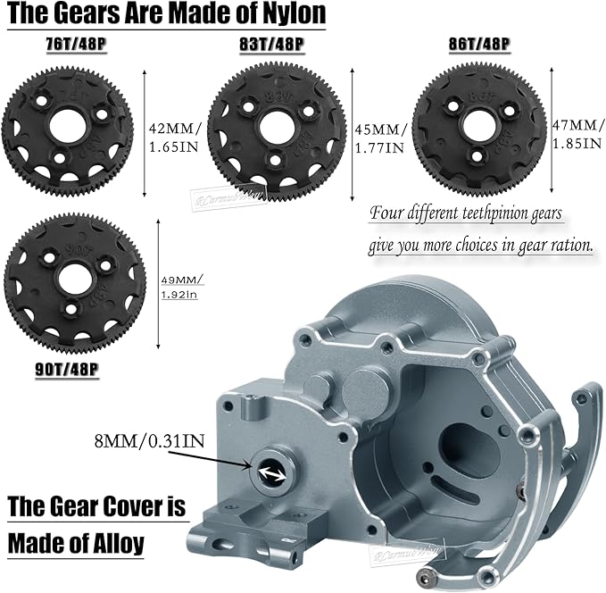 RC Transmission Complete Upgrades Part for 1/10 Slash 2WD(VXL)Rustler 2WD(VXL)Stampede 2WD(VXL)Bandit 2WD(VXL)Alloy Aluminum GearboxReplace #3695Titanium Titanium(1set)