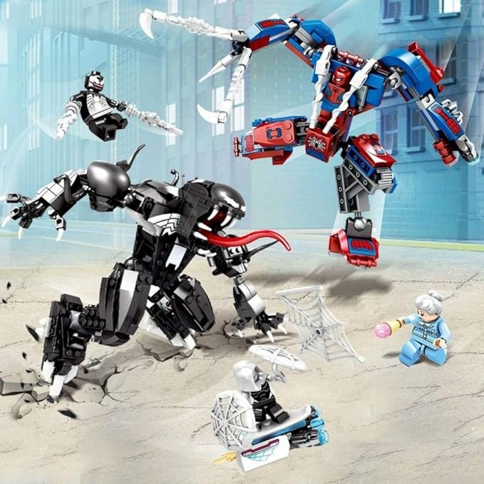 LEGO Super Heroes Marvel Spider Mech Vs. Venom 76115 Action Toy Building Kit with Web Shooter and Gripping Toy Claw Includes Spider-Man Minifigures Venom and Ghost Spider (604 Pieces)