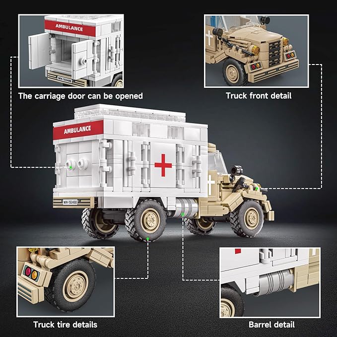 WWII Military Vehicle Opel Blitz Truck &amp Armored Halftrack Building Toy Compatible with Lego Military Set Great Gifts for Adults &amp Kids Age 8+ (994PCS)