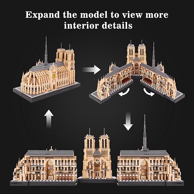 Architecture Notre-Dame de Paris Model Building Block Set Openable Architecture Model Micro Building Kit Collection Building Toy