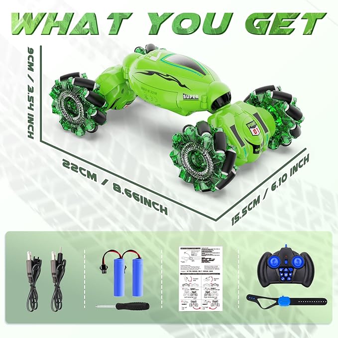 Gesture RC Car Hand Controlled RC Car Toys for Boys Girls 6-12 2.4GHz 360° Rotation 4WD Gesture Sensing RC Stunt Car with Light &amp Music Birthday Gifts for Kids