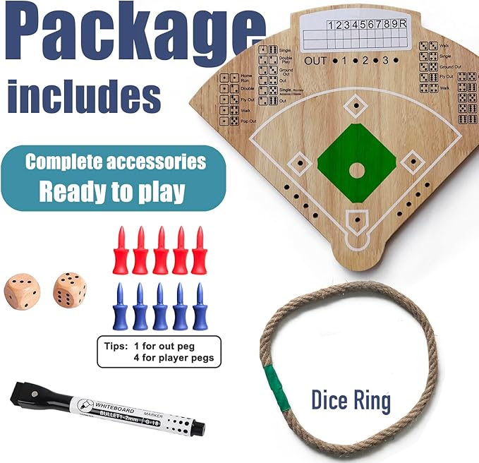 Baseball Board Game Oak Made Leisure Game for Sport Battle Table Game for Family Party Holiday