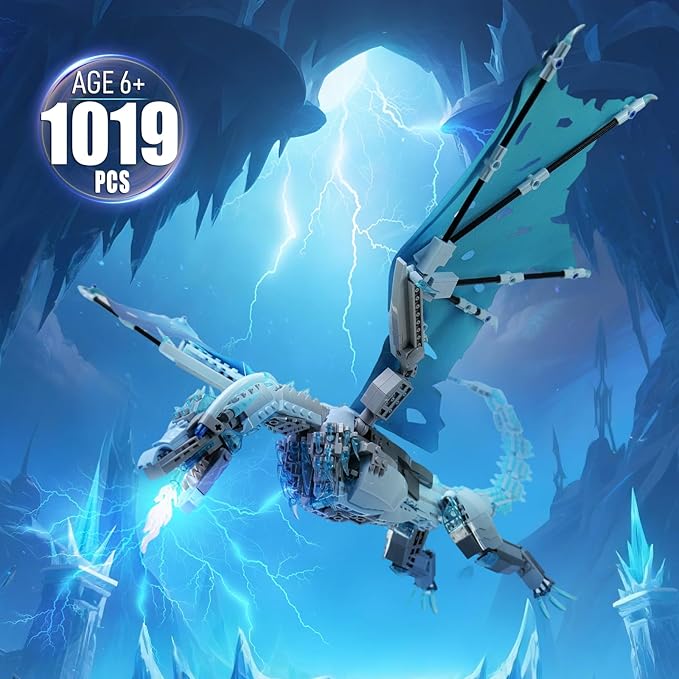 Ideas Ice Dragon Building SetCompatible with Mainstream Brands Adults Collectible MOC Dragon Model STEM Toy for GOT Fans Home DecorCreative Gift for Kids Boys &amp Girls 8-16 (1019 PCS)