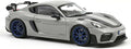 Norev 187253 2023 Porsche Cayman GT4 RS Weissach Pack Chalk Gray with Carbon Hood Stripes 1-18 Scale Diecast Model Car
