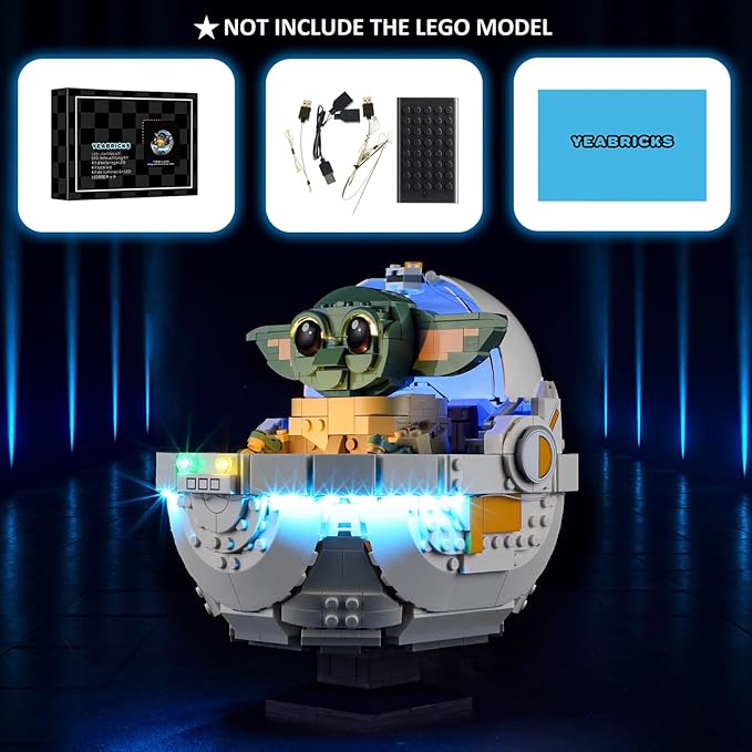 YEABRICKS LED Light for 75403 Star Wars Grogu with Hover Pram Building Blocks Model (Building Set NOT Included)