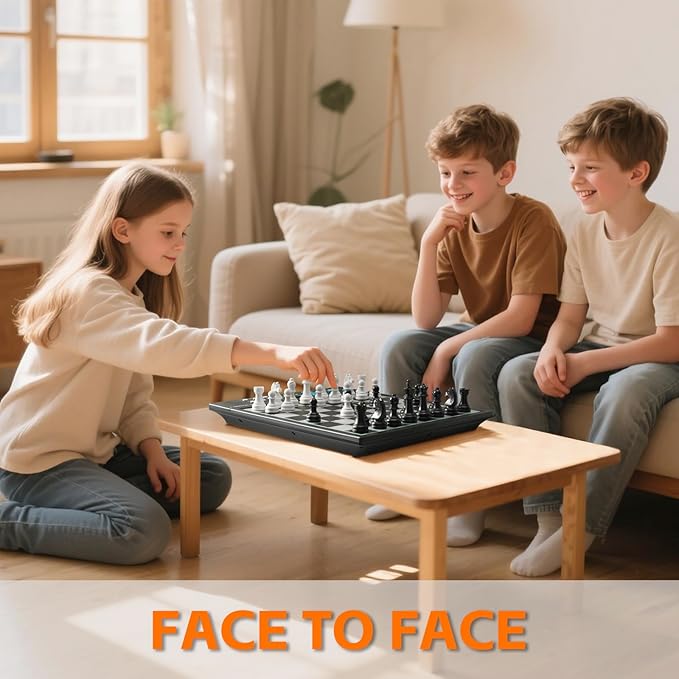 Advanced Electronic Chess Board Smart Computer Chess Set AI Voice Coach Learning for Kids ELO 2200+ for Improving Players Magnetic Large Pieces &amp Board Perfect for Adults LCD Display(Black)