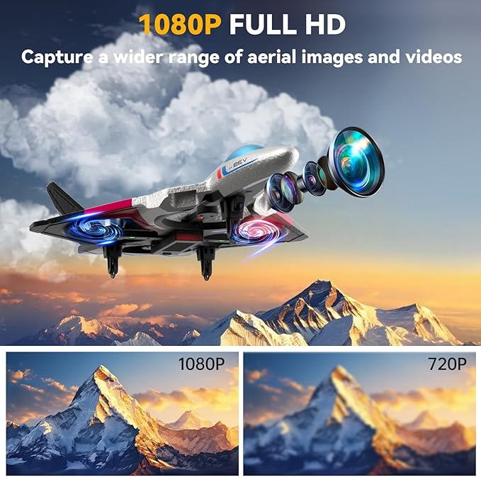 4DRC V39 RC Plane with Camera for Adults Kids RC Airplane Fighter Jet 2.4GHz RTF Glider Aircraft Plane ToysWaypoint FunctionsAltitude Hold Gesture Selfie3D Flips2 BatteriesRed