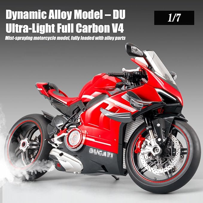 RC Motorcycle Model for Adult 1/7 Scale Remote Control Motorcycle V4 Top Edition with Ignition System &amp Smoke Spray for Biker