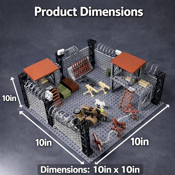 ELEFOCUS WW2 Military Base Building Set Custom Miniguns SWAT Gear and Army Weapons PackWitch 10 Soldier Figures