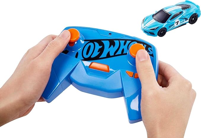 Hot Wheels Toy Car RC C8 Corvette in 1:64 Scale Remote-Control Vehicle with Controller &amp USB Cable Works On &amp Off Track
