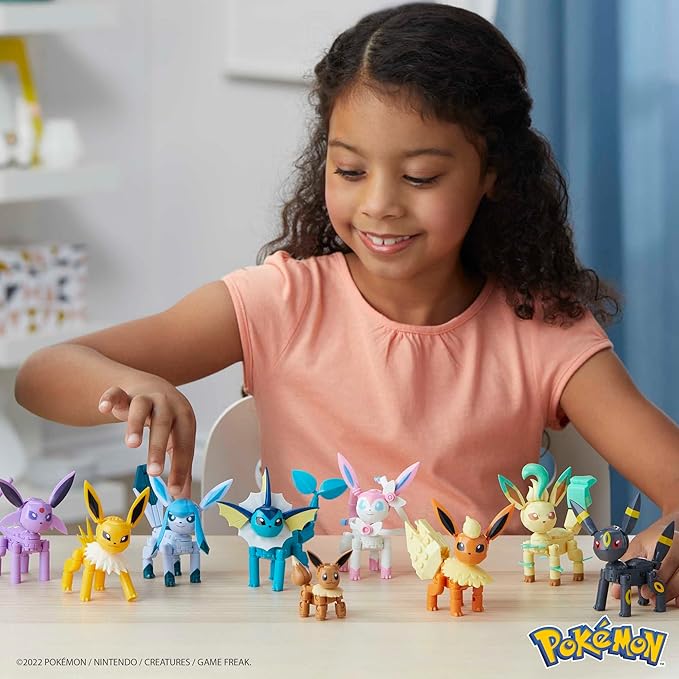 MEGA Pokémon Building Toys Set Every Eevee Evolution with 470 Pieces 9 Poseable Characters for Kids