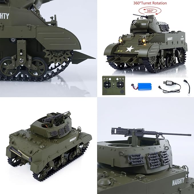 TOUCAN RC HOBBY US in Stock 1/16 RC Tank Simulation 360° Turret Rotary M8 HMC Scott Radio Control Battle Tank Smoke Sound Lights RTR Combat Vehicle
