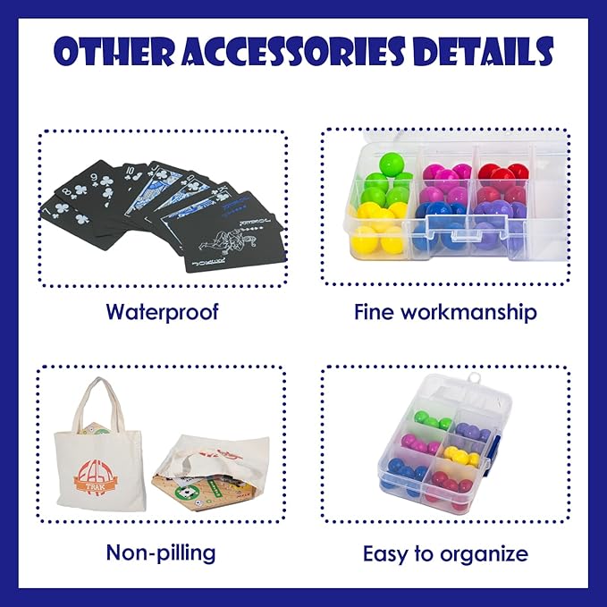 Fast Track Marble Board Game Wahoo Board Game Double Sided Painted Fast Track Board Games for 6 and 4 Players Includes 6 Colors 30 Marbles 1 Deck of PVC Playing Cards 1 Canvas Bag