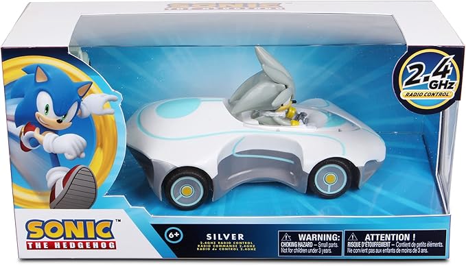 Sonic Team Sonic Racing RC: Silver - NKOK (682) 1:28 Scale 2.4GHz Remote Controlled Car 6.5' Compact Design Officially Licensed Sega Sonic The Hedgehog Battery Powered Ages 6+