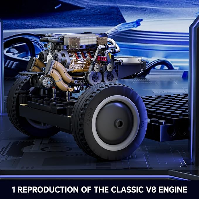 Mould King W16 Engine Kits That Runs Build Your Own Twin V8 Engine Visible Car Motor Blocks Set Physical Science Experiment Models for Teens Best STEM Toy Gifts for 14+ and Adult 10131 (952 Pcs)