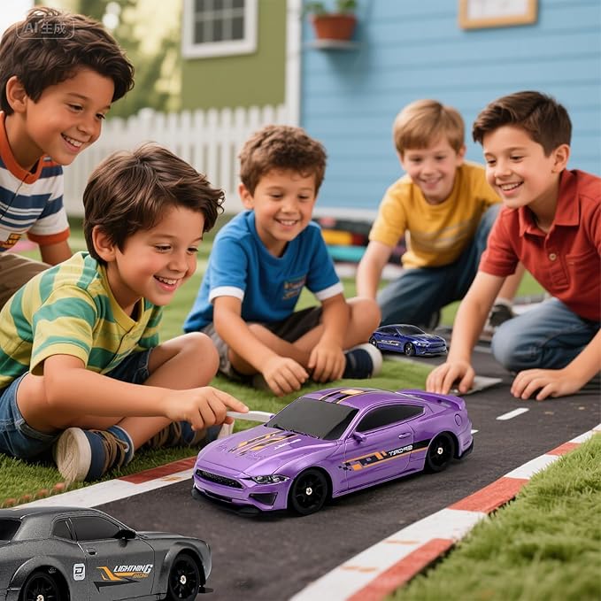 1:43 Scale Mini Racing Drift Car Model2.4GHz Remote Control Car 4WD High Speed Race with LightsRacing TiresRC Toys Hobbyist Gift for Adults Kids Boys Girls (Purple)