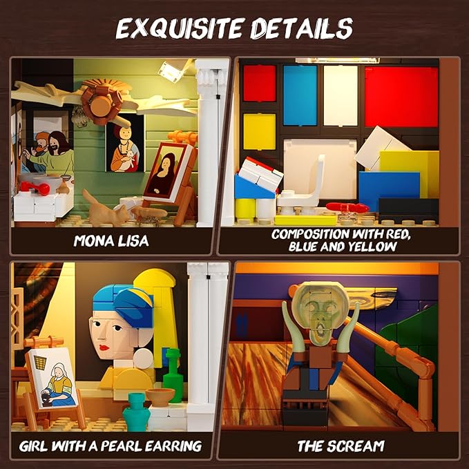 Artworks Painting Frame Building Set with Lights Artistic Painting Building Brick for Home Office Decor Collectible Art Building Block Kit for Adults Boys Girls Ages 12+ (Not Wall-Mountable)