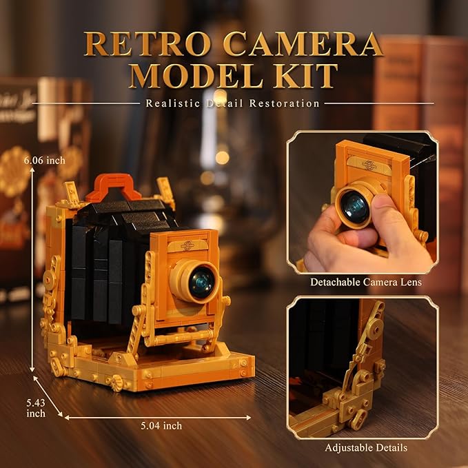 JMBricklayer Camera Telephone Record Player Building Block Sets for Adults Retro 3 in 1 Set Building Toy 20039 Vintage Display Model Kit for Office Room Decor Collectible Gift for Adult Men Kids 14+