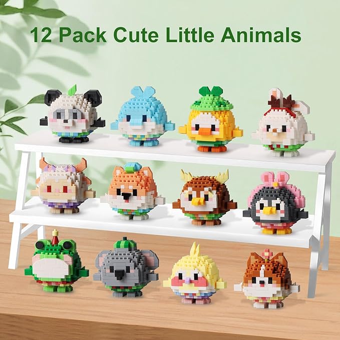 HIGH GODO 12Pack Animals Easter Party Favors Building Set 2491PCS Mini Cute Animals Building Blocks for Goodie Bag Stuffers Party Favors Birthday Gifts for Adult Teens 14+
