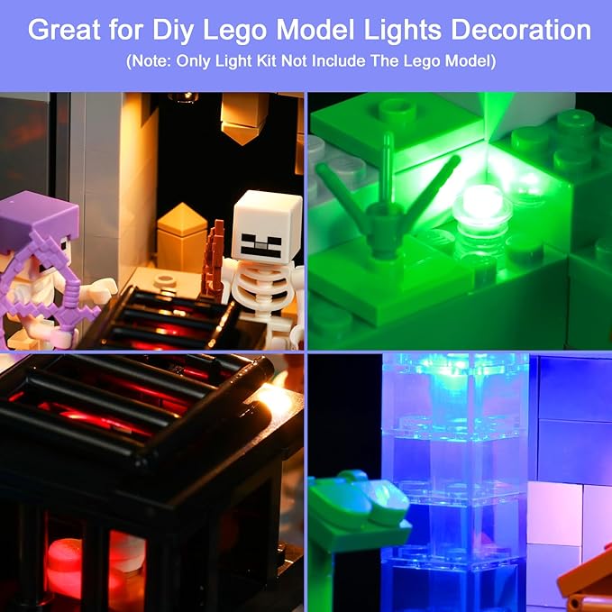 Upgraded Light Kit Compatible with Lego Minecraft The Skeleton Dungeon Set Lights Decoration Compatible with Lego 21189 Best Gifts for Adults (Model Not Included)