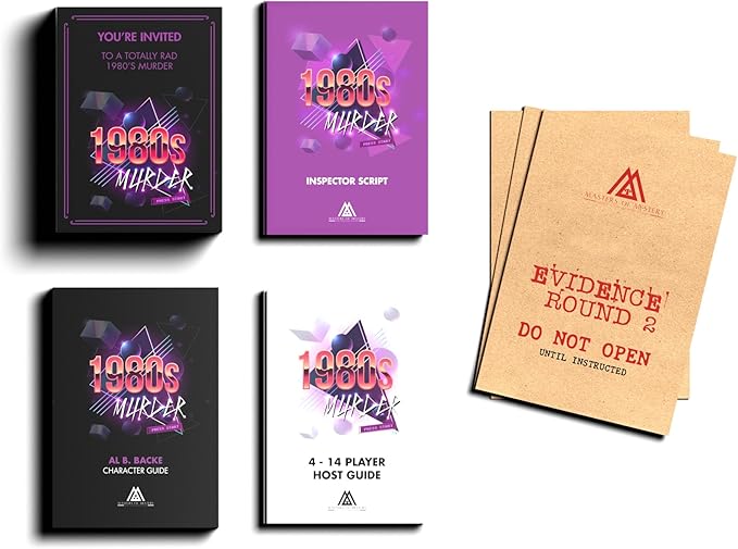Masters of Mystery 1980s / 80s Murder Mystery Dinner Party Game – Retro Whodunnit Party Game for Adults – 4–20 Players