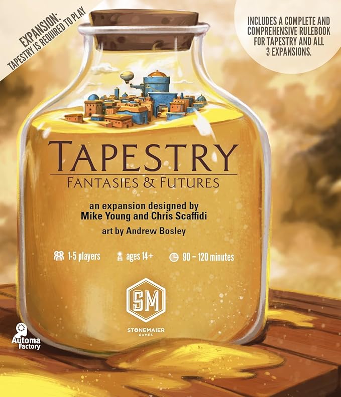 Stonemaier Games: Tapestry: Fantasies &amp Futures Expansion by Chris Scaffidi &amp Mike Young | Add to Tapestry | New Civilizations Cards &amp Cities | Inspired by Fantasy &amp Sci-Fi | 1-5 Pla