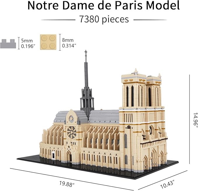 Building Blocks Architecture Notre Dame de Paris Model Micro Mini Blocks Creative Building Blocks Set 7380 PCS