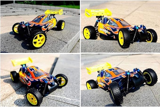1/10 Nitro RC Car for Adult 75CC Oil-Powered Two Speed RC Crawler Truck 4WD Off Road Buggy Nitro Gas Power Remote Control Car Hobby Toys 90KM/H Fast Petrol Engine Racing Car RC Vehicle