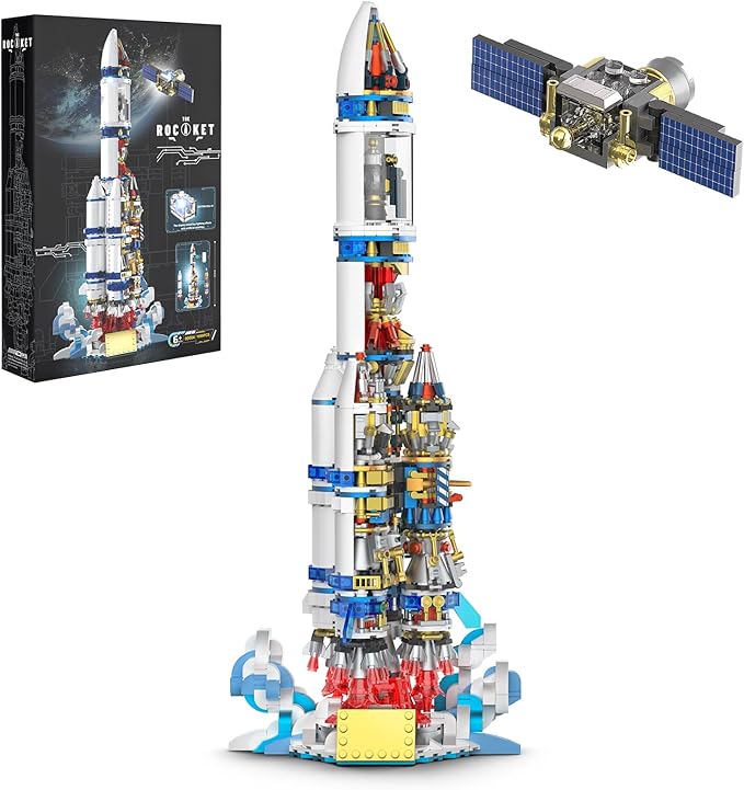 Mechanical Space Rocket Building Set - 1099Pcs DIY Model Rocket Building Blocks Set Space Shuttle Collectible Display Model Set with Launch Stand home Office Decor Birthday Gifts for Adults Boys