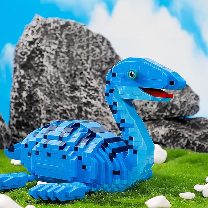 Larcele Micro Building Blocks Dinosaur Set DIY Mini 3D Building Toy Bricks1004 Pieces KLJM-06 (Plesiosaurus)