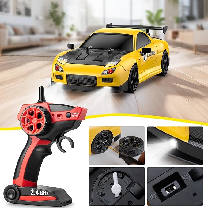 RC Drift Car 1:14 4WD Drift Remote Control Car 2.4GHz 28km/h Drift RC Car LED LightsRacing and Drift Tires RTR for Teens Kids Boys