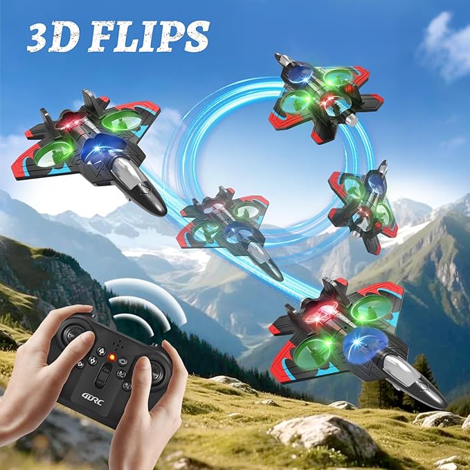Foam Remote Control Airplanes RC Planes for Kids Adults RC Airplane Fighter Jet with Light 360° Flip Fighter Jet Toys Stunt Roll Airplane Toy Gifts for Kids Boys