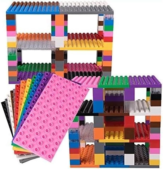 Strictly Briks Big Brick Building Set - Stackable Block Set &amp Base Plates - Vibrant Rainbow Block Variety - Compatible with Lego for Expanded Play - 96 Pieces Rainbow