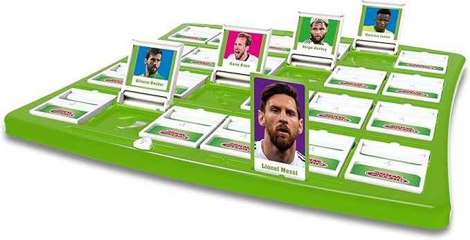 Winning Moves World Football Stars Guess Who? Green Board Game Play with Messi Ronaldo Harry Kane Salah Easy to Setup Gift for Kids Ages 6 and up One Size Fits All