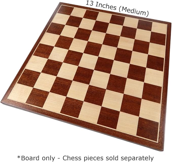Erebus Chess Board with Inlaid Mahogany Wood Medium 13 x 13 Inch Board Only