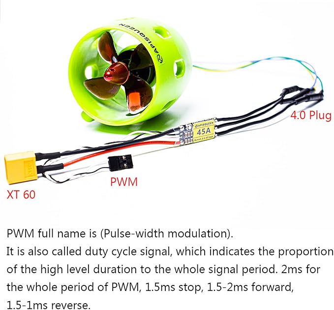 U1 Underwater Thruster with 45A Bi-Directional ESC12V~16V 2Kg Thrust Brushless Underwater Subsea Thruster/Propeller for ROV Boat（CW）