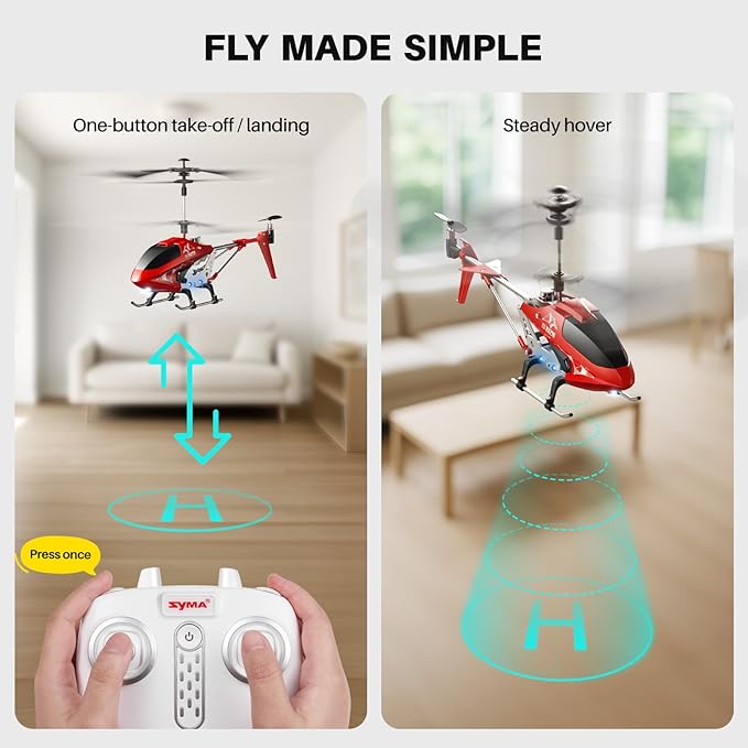 SYMA S107H-E RC Helicopter for Kids 8-12 and Beginners Remote Control Helicopter with Altitude Hold 2 Speed Modes Whole Alloy Toy for Boys Girls Indoor Gift