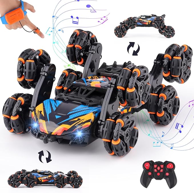Cool 8 Wheels Hand Controlled rc Stunt Car Toys Gesture Sensing Remote Control Cars for Boys Age 6 7 8-12 13 14 Year Old Birthday Gifts Ideas for Kids