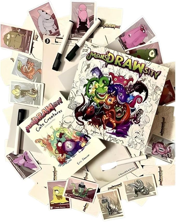MonsDRAWsity Drawing Party Game Based on Verbal Description Take Turns Describing &amp Drawing a Bizarre Monster - Be The Player Whose Drawing Most Closely Matches 8+ 3-8 Players